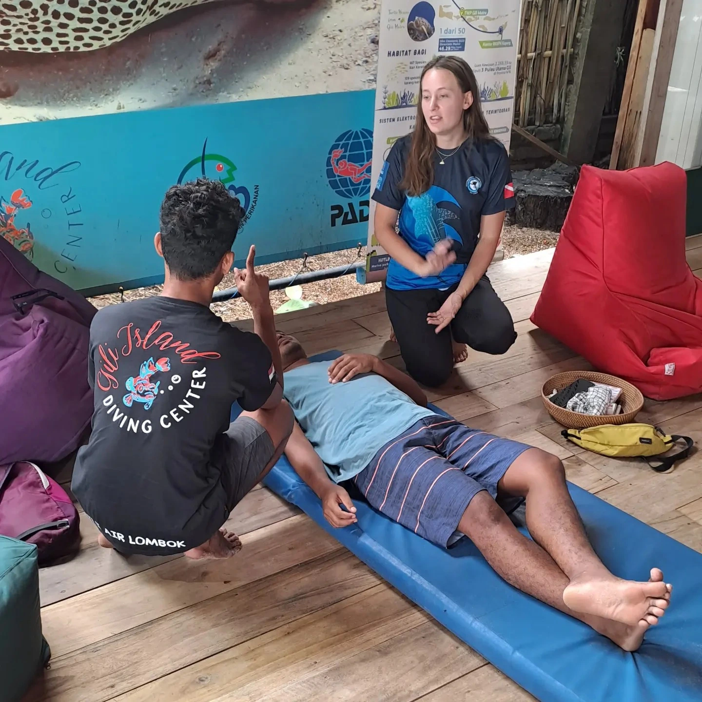 PADI Rescue Diver pictured during her theory course